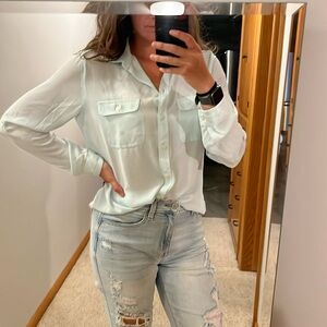Mint green button up blouse